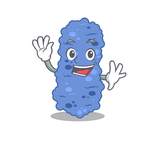 Karizmatik Bir Burkholderia Bakteri Maskotu Tasarımı Gülümseme Sallama Vektör Illüstrasyonu — Stok Vektör