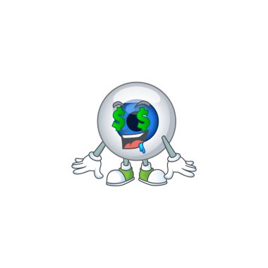 Maskot stili zengin insan gözü para dolu gözler.