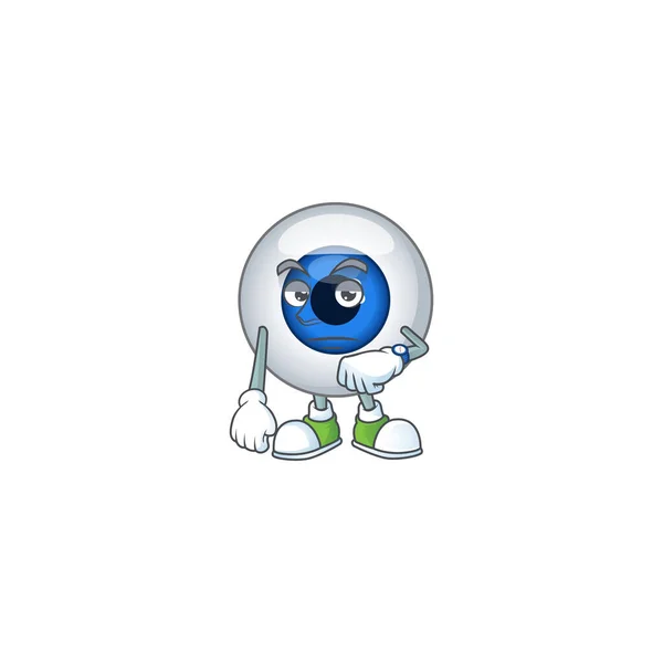 Bola de ojo humano con gesto de espera concepto de diseño de la mascota de dibujos animados — Vector de stock