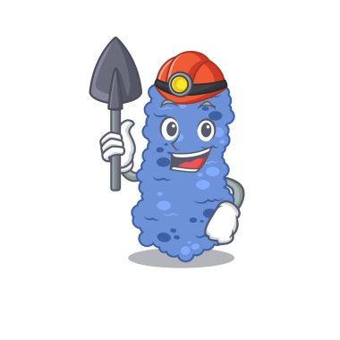 Burkholderia bakteri madencisi araç ve miğferli çizgi film tasarımı kavramı