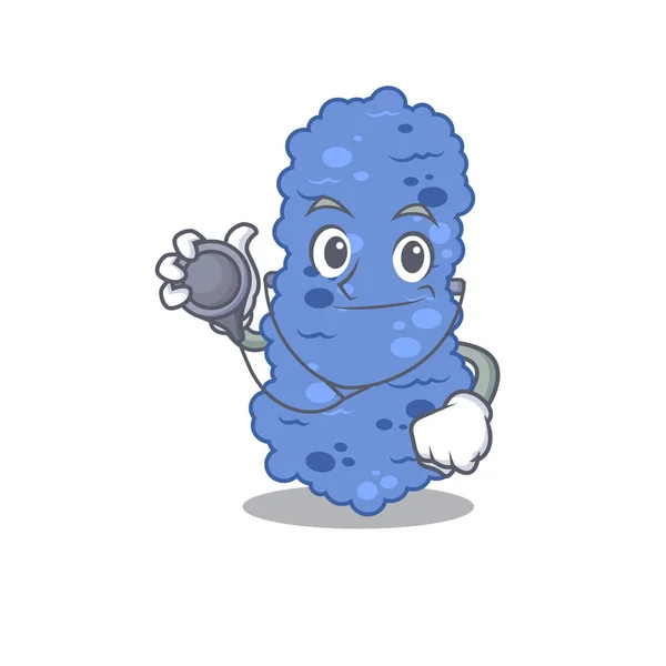 Burkholderia bacterias en el personaje de dibujos animados médico con herramientas — Vector de stock