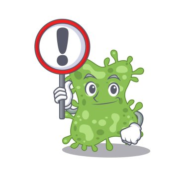 Panosu olan bir Salmonella enterica çizgi film tasarımı ikonu. Vektör illüstrasyonu