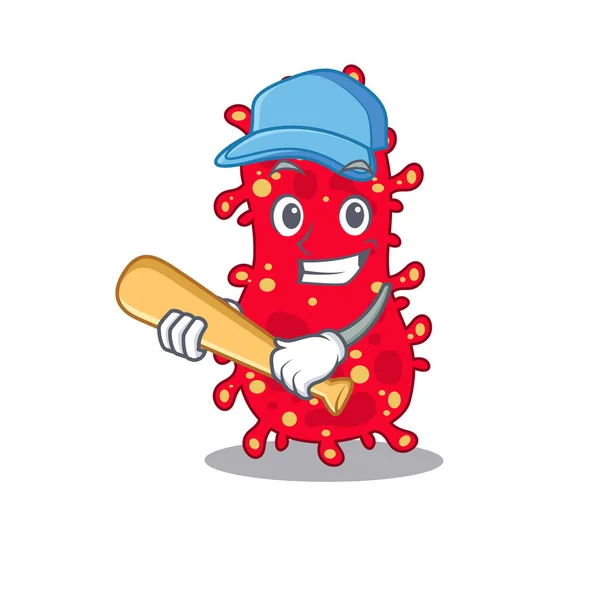 Kép moraxella rajzfilm karakter baseballt játszik — Stock Vector