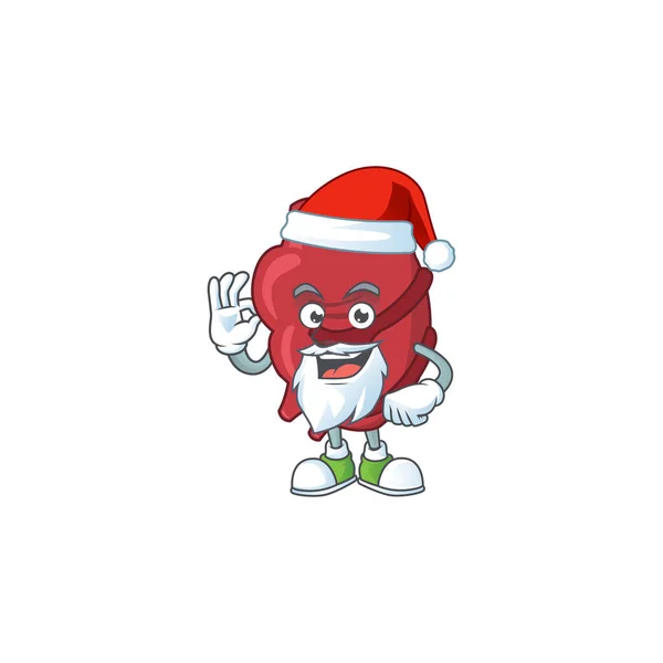 Coração amigável design de personagem de desenho animado de Papai Noel com dedo ok —  Vetores de Stock