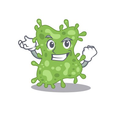Göz kamaştırıcı bir Salmonella enterica maskot tasarımı ve mutlu bir yüz. Vektör illüstrasyonu