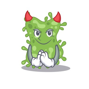 Şeytan çizgi film karakteri tasarım tarzı giyinmiş Salmonella Enterica. Vektör illüstrasyonu