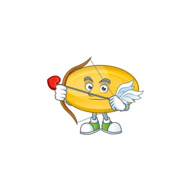 Yağ kapsülü Cupid maskot tasarımının ok ve kanatlı büyüleyici resmi