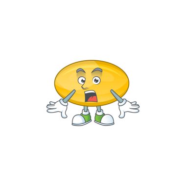 Yağ kapsülünün karikatür tasarımı hayret verici bir jest gösteriyor.