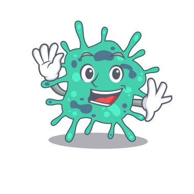 Karizmatik bir Shigella Boydii maskot tasarımı gülümseme ve el sallama. Vektör illüstrasyonu