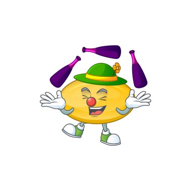 Maskot tarzı yağ kapsülü sahnede hokkabazlık yapıyor.