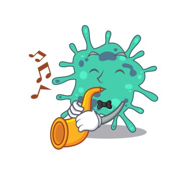 Shigella Boydii çizgi film tasarımında trompet çalan yetenekli bir müzisyen. Vektör illüstrasyonu