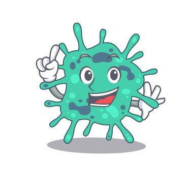 Bir parmak hareketiyle Shigella Boydii maskot tasarımı. Vektör illüstrasyonu