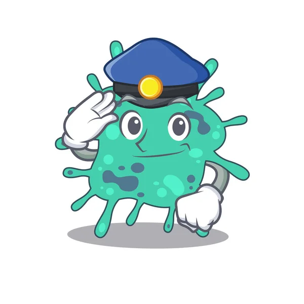 Polizist Maskottchen Design Von Shigella Boydii Trägt Einen Hut Vektorillustration — Stockvektor