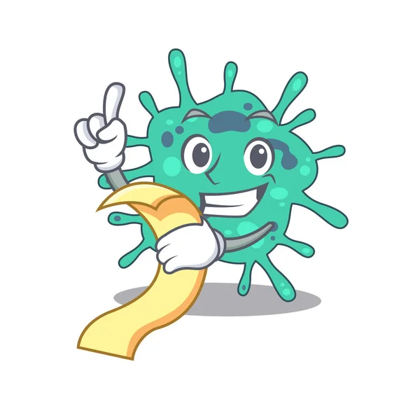 Diseño Del Personaje Mascota Shigella Boydii Con Menú Mano Ilustración — Vector de stock