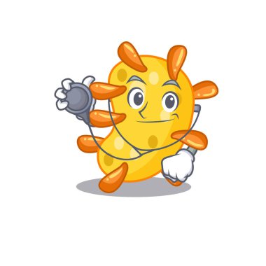 Vibrio doktor çizgi film karakterinde aletlerle. Vektör illüstrasyonu