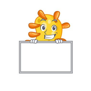 Gülümseyen Vibrio çizgi film tasarım tarzının bir tahtası vardır. Vektör illüstrasyonu