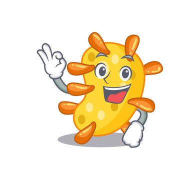 Vibrio maskot tasarımı tarzı ve iyi bir jest parmağı var. Vektör illüstrasyonu