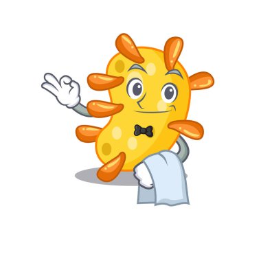 Restoranda çalışan bir vibrio garsonun çizgi film karakteri. Vektör illüstrasyonu