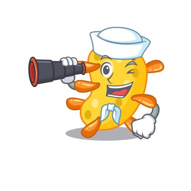 Vibrio Sailor 'ın dürbünlü karikatür ikonu. Vektör illüstrasyonu