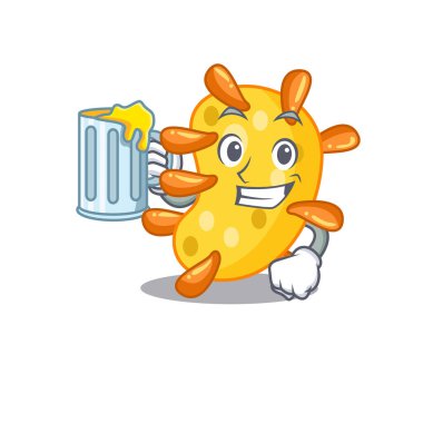 Vibriyo çizgi film konsepti bir bardak birayı yükseltir. Vektör illüstrasyonu