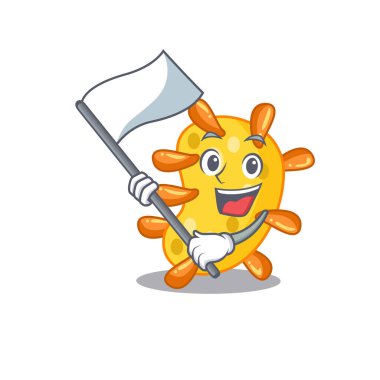 Bayrağı olan milliyetçi bir vibriyo maskot tasarımı. Vektör illüstrasyonu