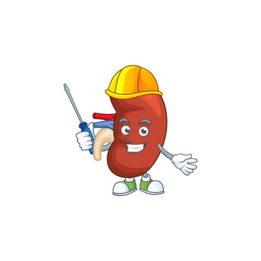 Akıllı otomotiv sağ insan böbreği maskot tasarımı tarzında sunuluyor. Vektör illüstrasyonu