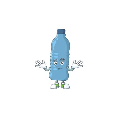 Maskot tarzı sırıtan mineral şişenin görüntüsü. Vektör illüstrasyonu