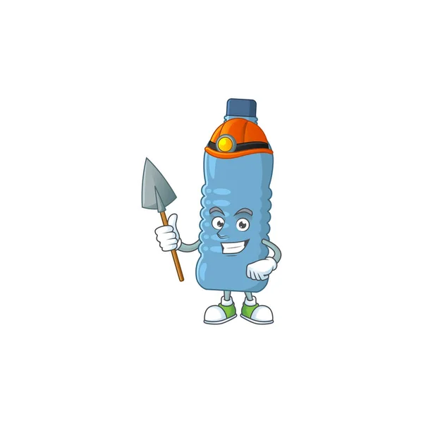 Diseño Personajes Dibujos Animados Botella Mineral Trabajo Como Minero Ilustración — Archivo Imágenes Vectoriales