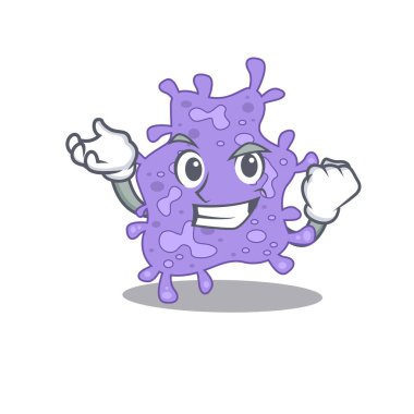 Büyüleyici bir staphylococcus aureus maskot tasarımı ve mutlu bir yüz. Vektör illüstrasyonu