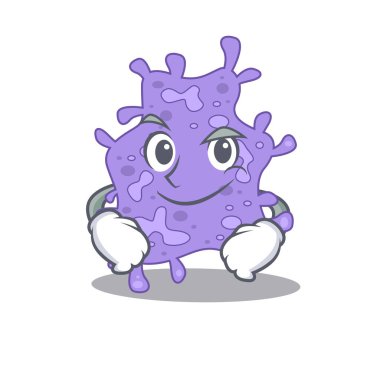 Stafilokok aureus 'un maskot tasarımı. Kendine güvenen bir jest. Vektör illüstrasyonu
