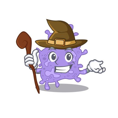 Staphylococcus aureus sinsi ve kurnaz cadı çizgi film karakteri. Vektör illüstrasyonu