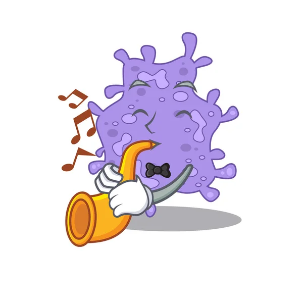 Talented Musician Staphylococcus Aureus Cartoon Design Playing Trumpet Vector Illustration — Stock Vector