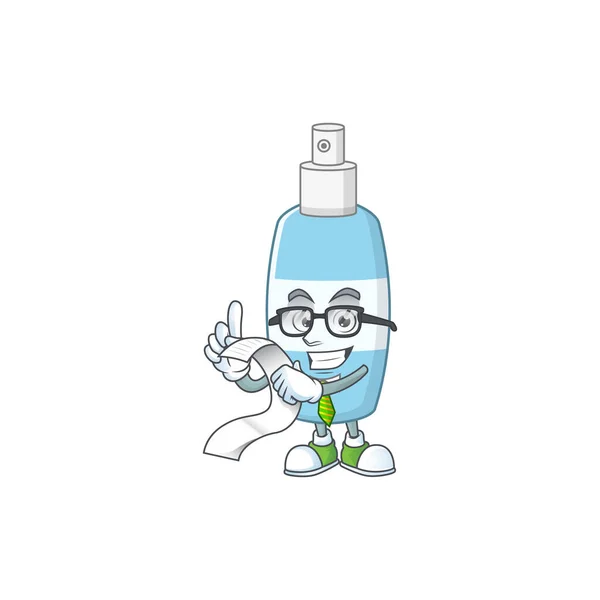 Mascota Concepto Dibujos Animados Spray Desinfectante Manos Con Lista Menús — Vector de stock