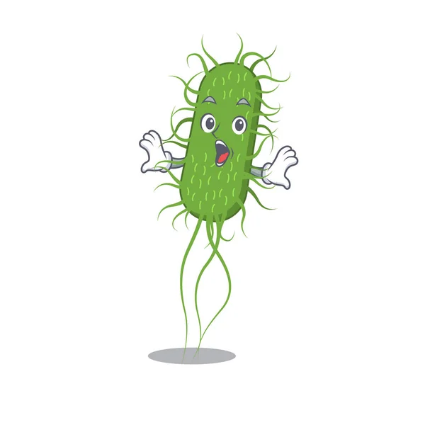 Gaya desain kartun dari bakteri e.coli memiliki gerakan yang mengejutkan - Stok Vektor