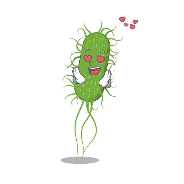 かわいいe.coli細菌漫画のキャラクターは恋に落ちる顔を持っています — ストックベクタ