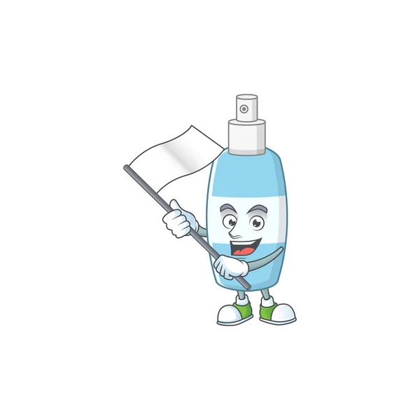 Carino Personaggio Dei Cartoni Animati Disinfettante Mani Spray Con Bandiera — Vettoriale Stock