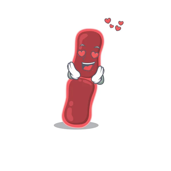 Χαριτωμένο βακτήριο βακτηρίδια χαρακτήρα κινουμένων σχεδίων έχει μια πτώση στο πρόσωπο αγάπη — Διανυσματικό Αρχείο