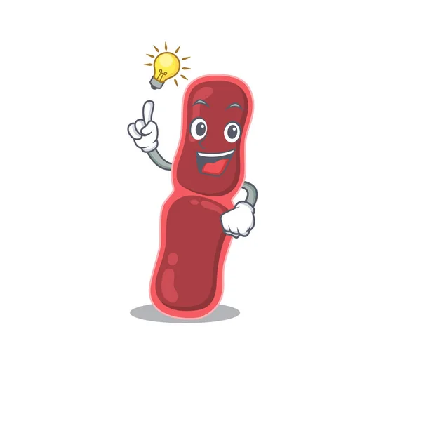 Mascota diseño de carácter de bacterias bacilos con tiene una idea inteligente gesto — Vector de stock