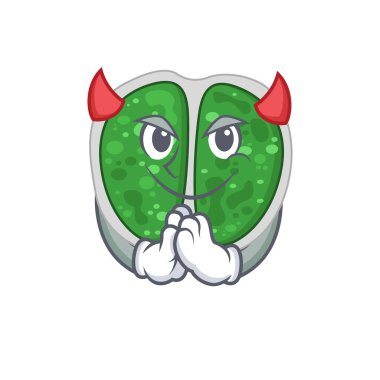 Şeytan çizgi film karakteri tasarım tarzı giyinmiş bakteriler.