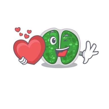 Tatlı bir chroococcales bir kalp ile bakteri çizgi film karakteri tarzı