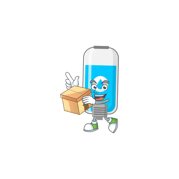 Wall Hand Sanitizer Cartoon Design Style Having Gift Box Vector — Stock Vector