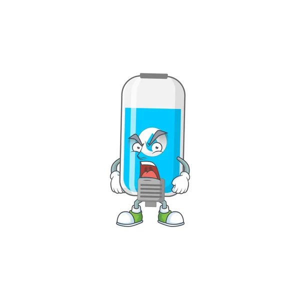 Wall Hand Sanitizer Cartoon Character Design Mad Face Vector Illustration — Stock Vector