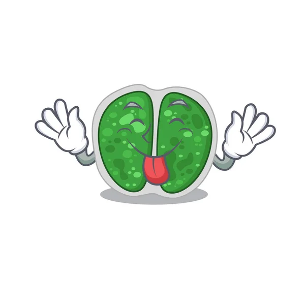 Een amusant gezicht chroococcoccen bacteriën cartoon ontwerp met tong uit — Stockvector