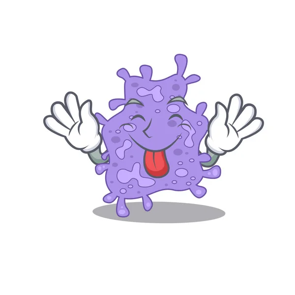 Un divertido diseño de dibujos animados de cara staphylococcus aureus con la lengua fuera — Vector de stock