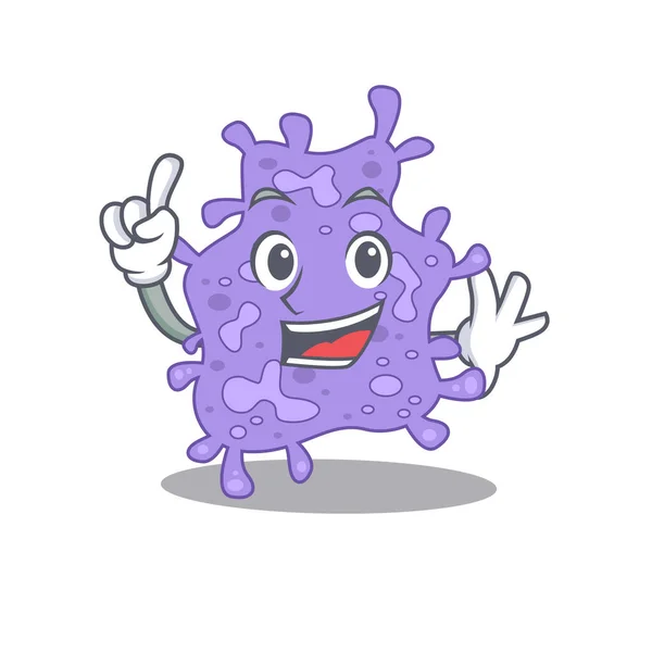 Staphylococcus aureus disegno personaggio mascotte con un gesto dito — Vettoriale Stock