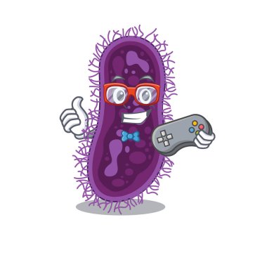 Maskot tasarım konsepti laktobacillus rhamnosus bakteri oyun denetleyici kullanarak