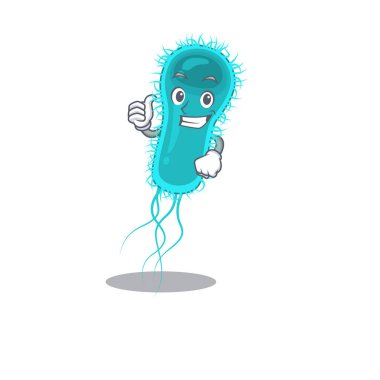 Escherichia coli bakteri çizgi film karakteri tasarımı tamam jest yapıyor