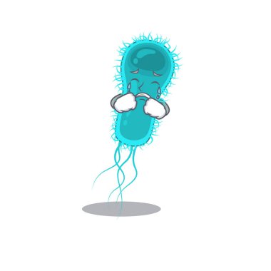 Ağlayan suratlı escherichia coli bakterisinin çizgi film karakteri tasarımı