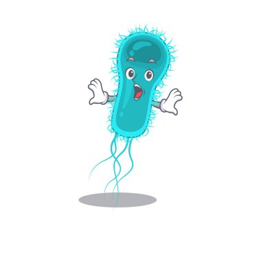 Escherichia coli bakterisinin çizgi film tasarım tarzı sürpriz bir jest içerir.