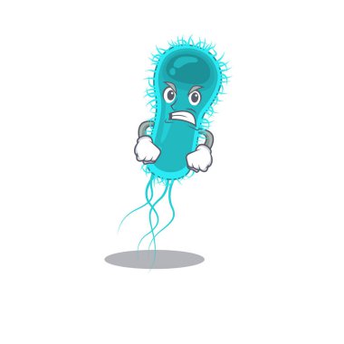 Maskot tasarım konsepti kızgın yüzlü escherichia coli bakterisi